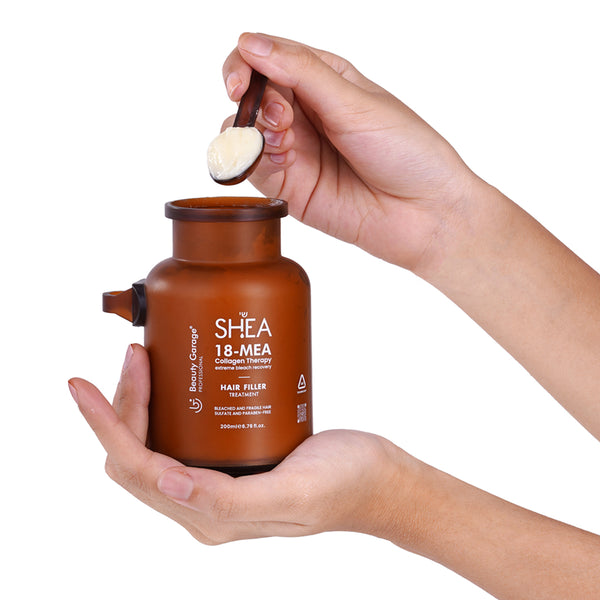 Beauty Garage Collagen Hair Filler Treatment – Hand shot showcasing the product for smoother, stronger, and healthier hair.