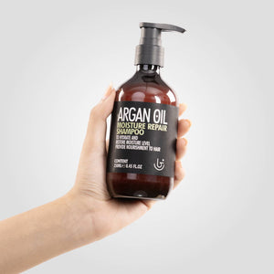 Argan Oil Moisture Repair Shampoo – Restorative formula with argan oil for hydration, strength, and smooth, healthy hair.