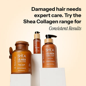 Beauty Garage Shea Collagen, highlighting deep hydration, strength, and nourishment for healthy, smooth, and resilient hair.