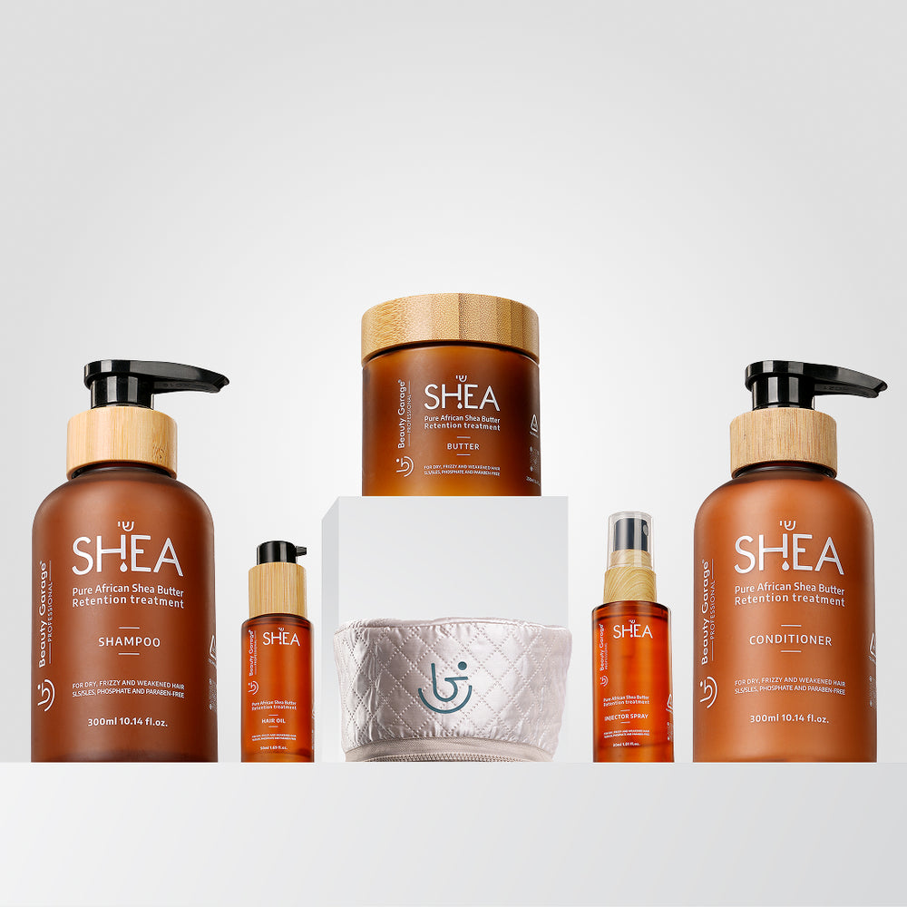 Shea retention combo pack of 6 with shampoo, oil, mask, spray, and conditioner for deep nourishment and hair care