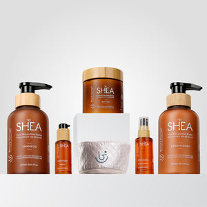 Shea retention combo pack of 6 with shampoo, oil, mask, spray, and conditioner for deep nourishment and hair care