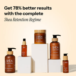 Beauty Garage Shea Retention, highlighting deep hydration, moisture retention, and nourishment for healthy, smooth hair.