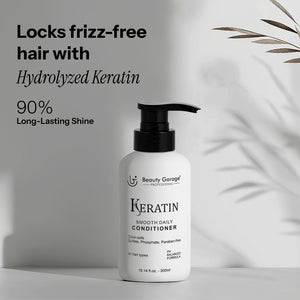 Keratin Smooth Daily Conditioner Locks frizz-free hair with Hydrolyzed Keratin, 90% Long-Lasting Shine.
