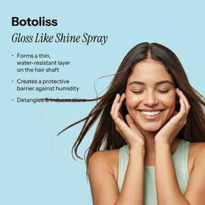Botoliss Gloss Like Shine Spray, highlighting its protective and detangling benefits.