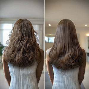 Botoplexx K9 frizz dismiss conditioner highlighting the impressive before and after transformation.