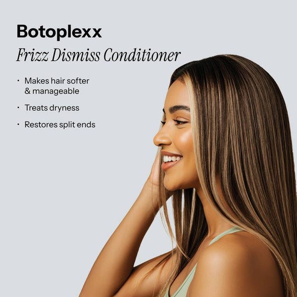 Botoplexx K9 Frizz Dismiss Conditioner works wonders, leaving hair softer, treating dryness, and restoring split ends.