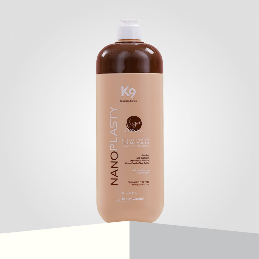 K9 Nano Plasty Hair Treatment – advanced smoothing formula for frizzy, unruly hair with long-lasting shine and strength.