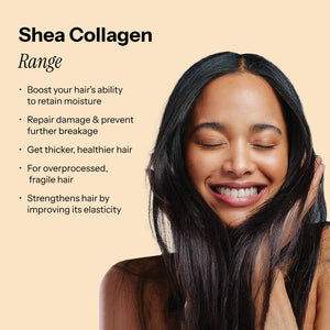 Beauty Garage Shea 18-MEA Collagen Range—restores strength, boosts hydration, and enhances shine for healthy, resilient hair.