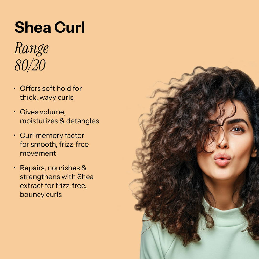 Shea Curl Series 80/20—professional blend for deep hydration, curl definition, and frizz control with 80% cream and 20% oil.