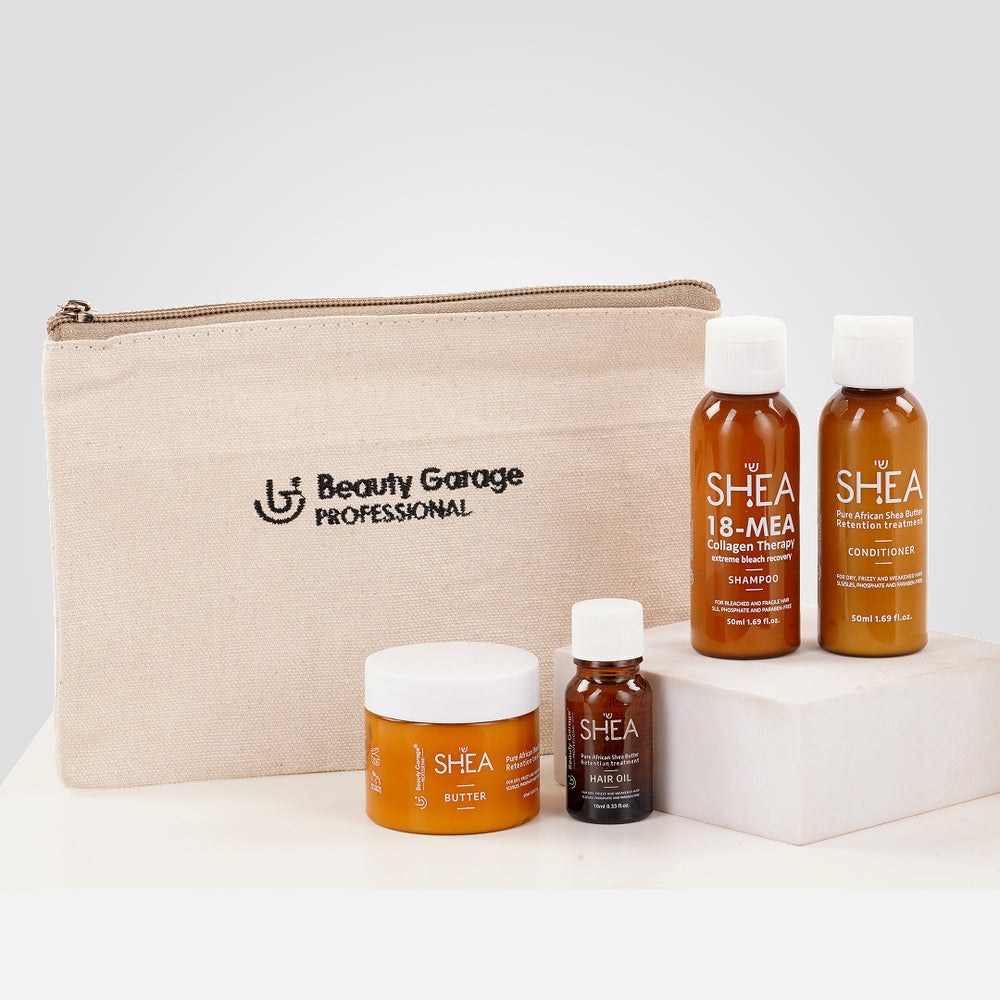 Hair Care Travel Kits – complete trial-size solutions with shampoo, conditioner, oil, and mask for frizz-free, healthy hair.