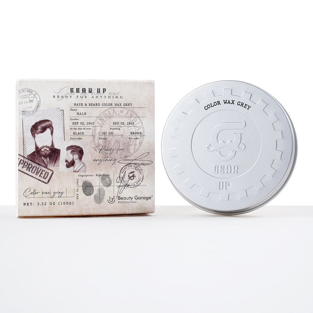 Beauty Garage Gear Up Grey Color Wax 100g – Bold grey hair wax for men with strong hold, vibrant tint, and smooth finish.