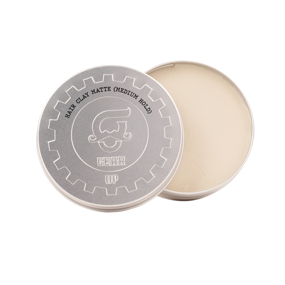 Beauty Garage Gear Up Hair Clay Matte Medium Hold – Hair clay for men with medium hold, matte finish, and natural texture.