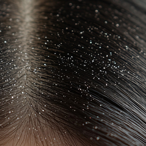 Illustration depicting dandruff on the scalp, highlighting hair and scalp concerns related to flaking and dryness.