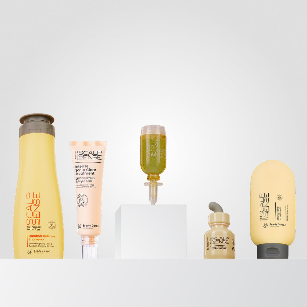 Scalpsense Dandruff Defense combo pack of 5 with shampoo, conditioner, and scalp care products for flake-free healthy hair