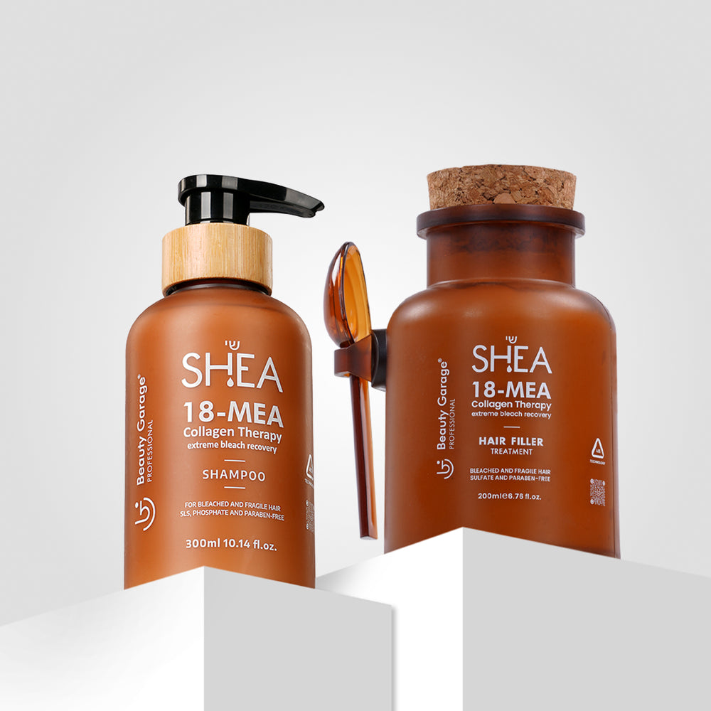 Beauty Garage Shea 18-MEA Collagen Shampoo & Hair Filler – Repairs damaged hair, boosts strength, and restores smooth texture