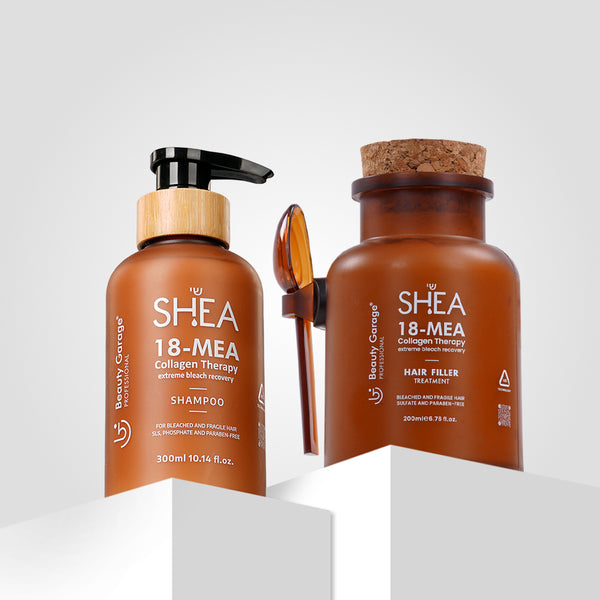 Beauty Garage Shea 18-MEA Collagen Shampoo & Hair Filler – Repairs damaged hair, boosts strength, and restores smooth texture