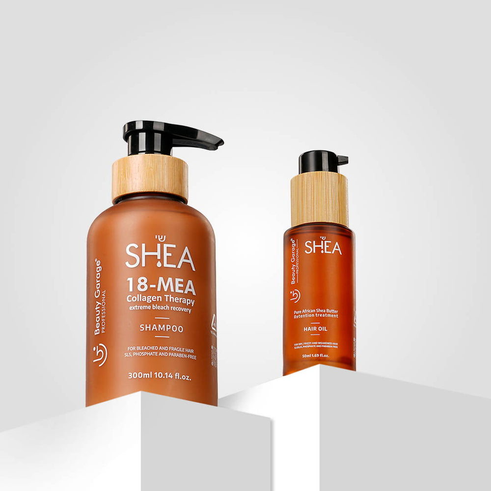 Shea 18-MEA Collagen Therapy Shampoo & Shea Retention Hair Oil | Strengthen, Hydrate & Restore Hair Naturally