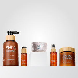 Shea retention combo pack of 5 with shampoo, oil, cap, spray, and mask for deep hydration and hair nourishment