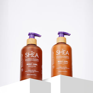 Shea Wavy Curl Combo—professional hair care set for enhanced curl definition, deep hydration, and frizz control.