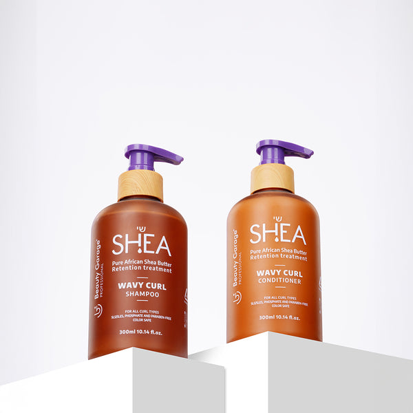 Shea Wavy Curl Combo—professional hair care set for enhanced curl definition, deep hydration, and frizz control.