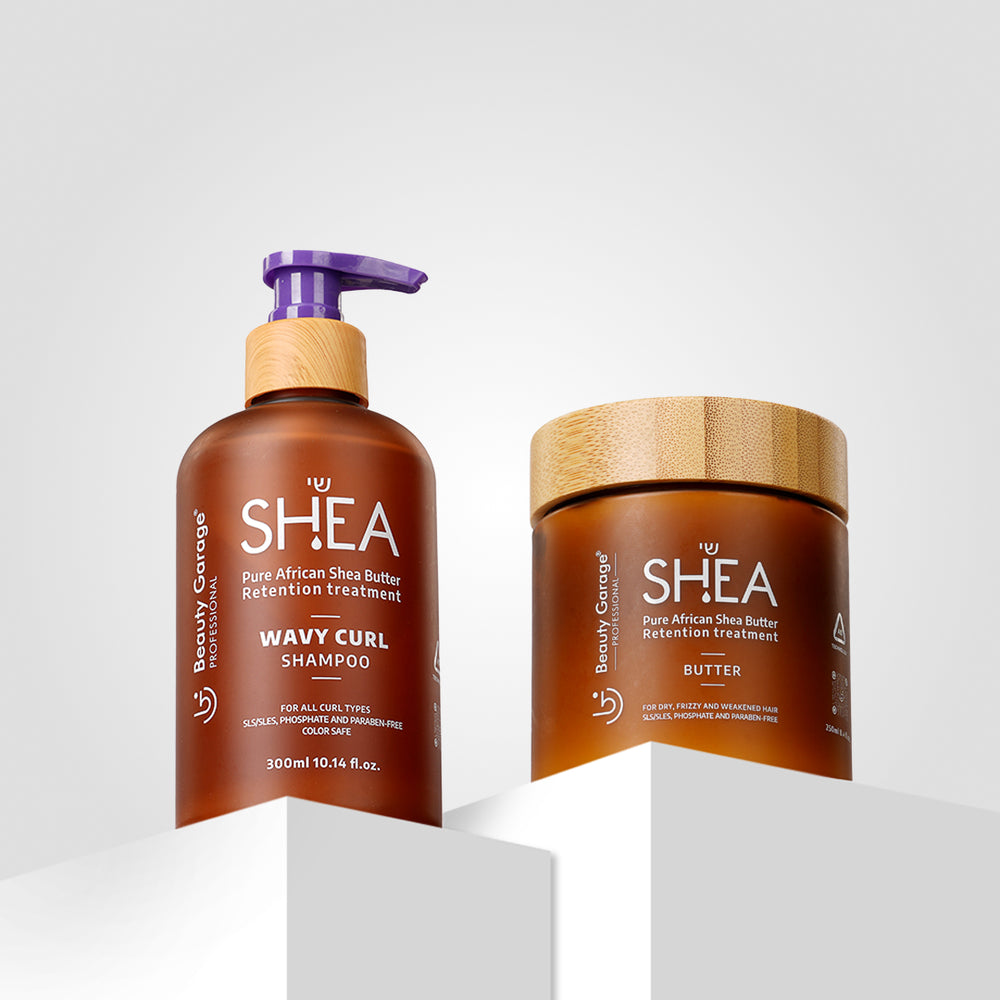 Shea wavy curl shampoo and butter combo pack for nourishing, defining, and enhancing natural curly and wavy hair