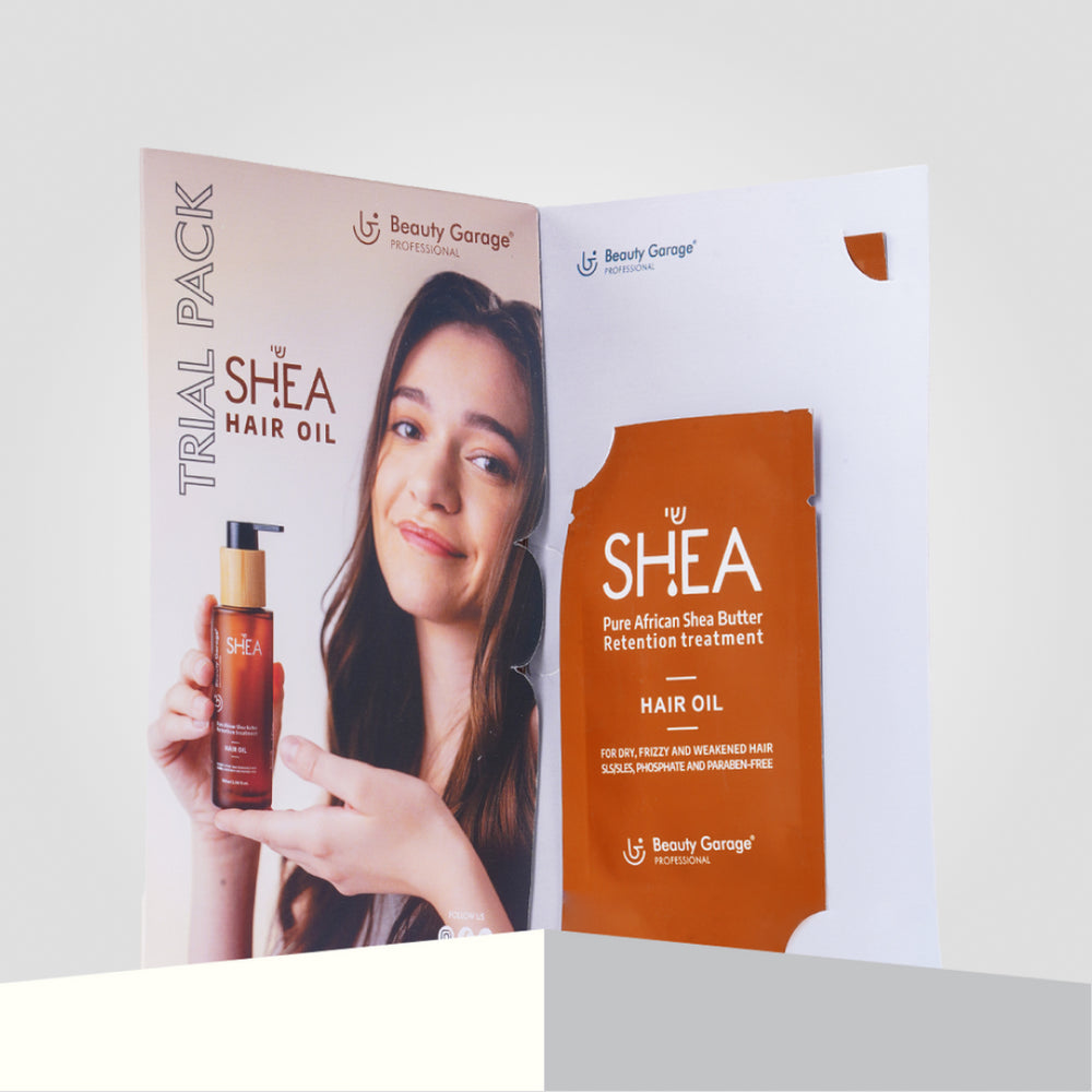 Beauty Garage Shea Retention Hair Oil Trial Pack – intensive moisture for dry, frizzy hair with nourishing shea oil formula.