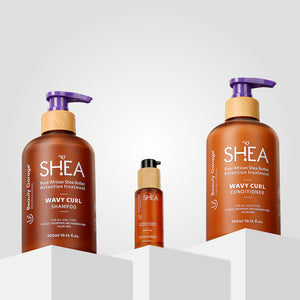 Shea Retention Wavy Curl Shampoo, Conditioner & Hair Oil Combo for defined, nourished, and hydrated wavy curly hair