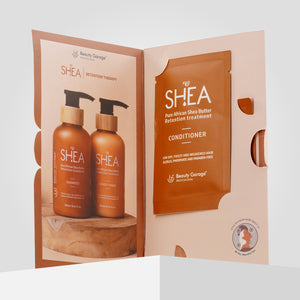 Beauty Garage Shea Conditioner & Shampoo Trial Pack for frizzy, damaged hair – nourishing travel kit for smooth, shiny hair.