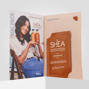 Beauty Garage Shea Retention Travel Kit with shampoo, conditioner for dry, frizzy, and damaged hair care.