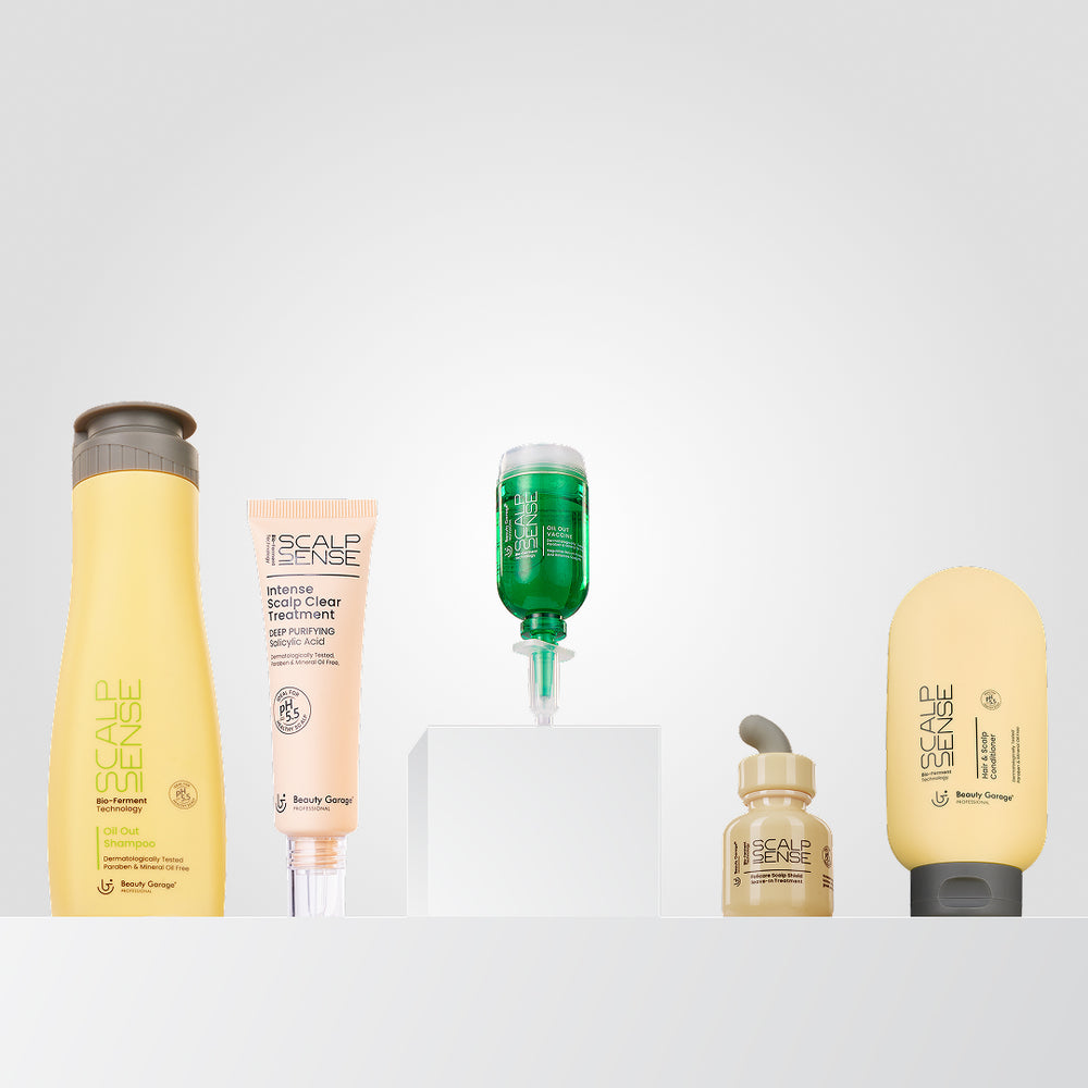 Scalpsense Oil Out combo pack of 5 with shampoo, conditioner, and scalp care solutions for oily scalp and refreshed hair