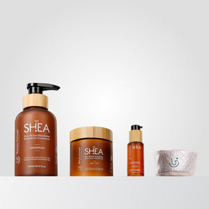 Shea Retention combo pack of 4 with shampoo, mask, oil, and heating cap for deep conditioning and intense hair nourishment